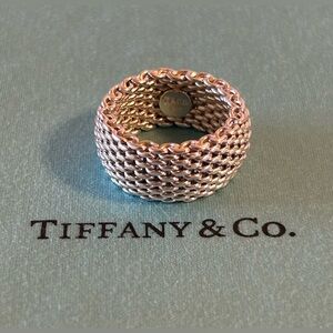 Tiffany & Co Somerset Mesh Weave Sterling Silver 925 Unisex Ring Size 6.5-US A.